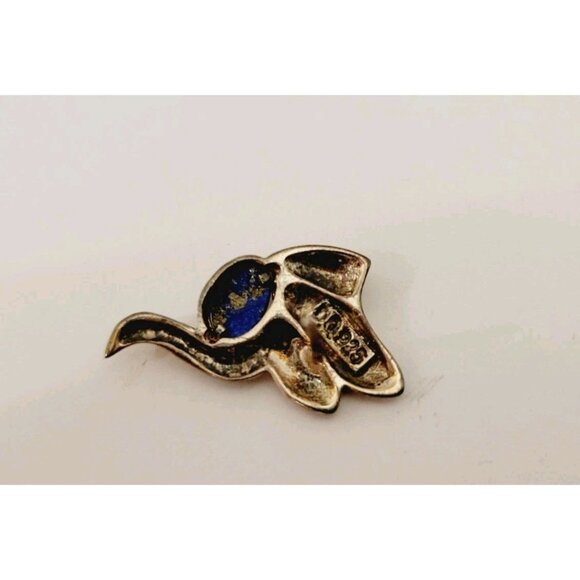 Vtg Marked Sterling Silver Blue Lapis Stud Pierced Earrings Set - Picture 3 of 3